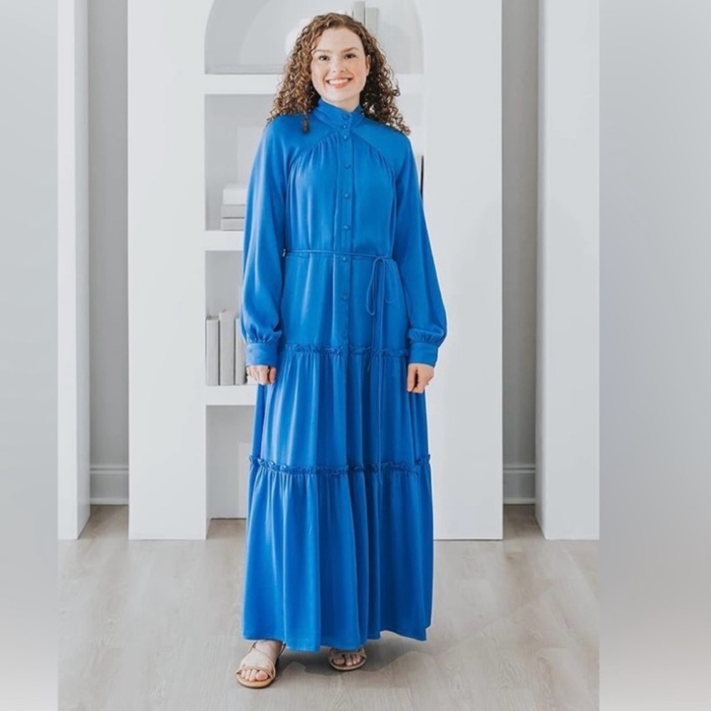 Blue Long Sleeve Dress - Picture 2 of 4